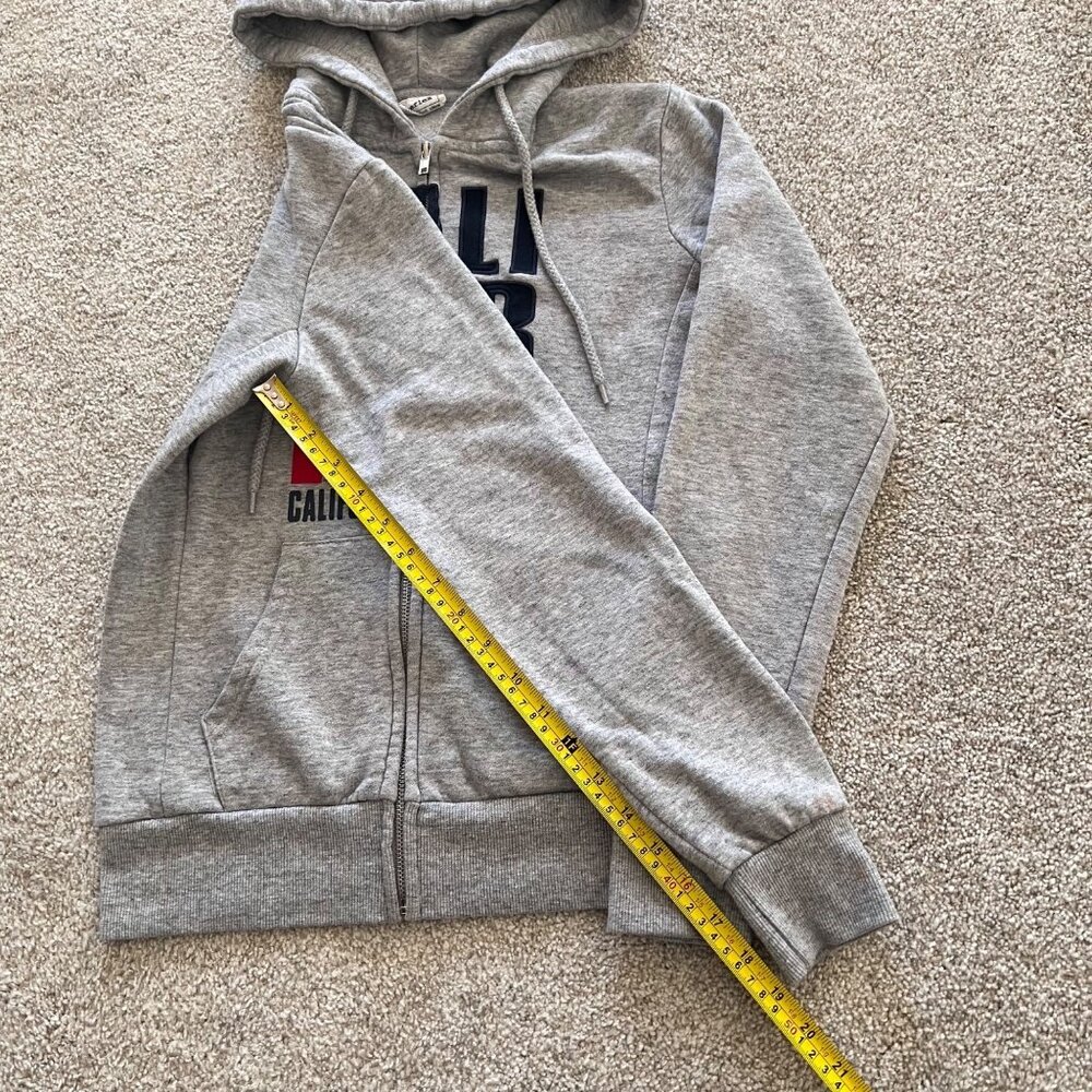 Y2K Vintage California Republic Embroidered Bear Gray Hooded Jacket S - Picture 7 of 7
